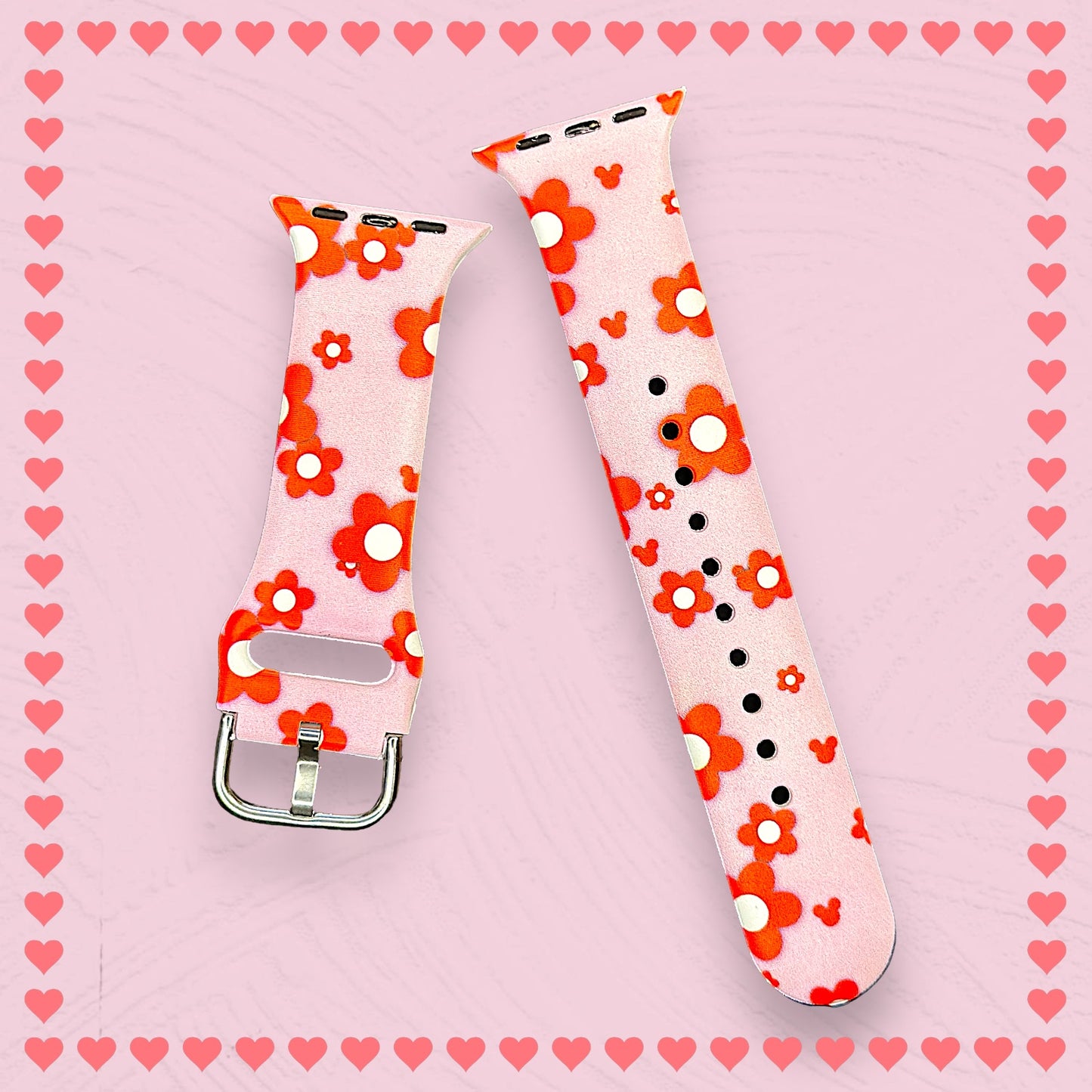 Red Flowers on Pink Band and Cover BUNDLE for 10% less