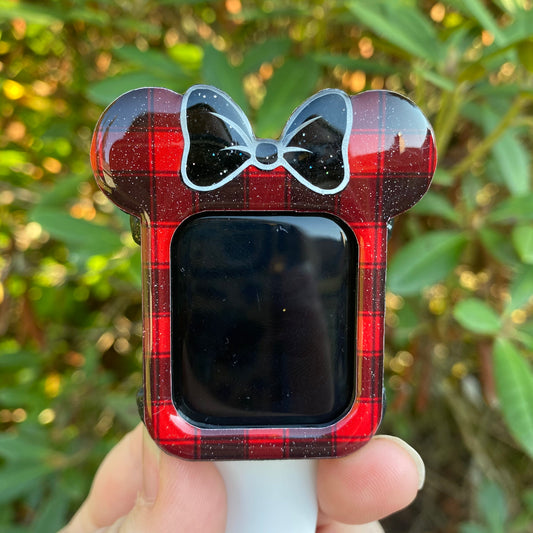 Buffalo Plaid BLACK BOW Watch Covers