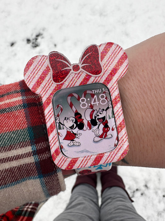 Glittery Candy Cane Stripes watch cover