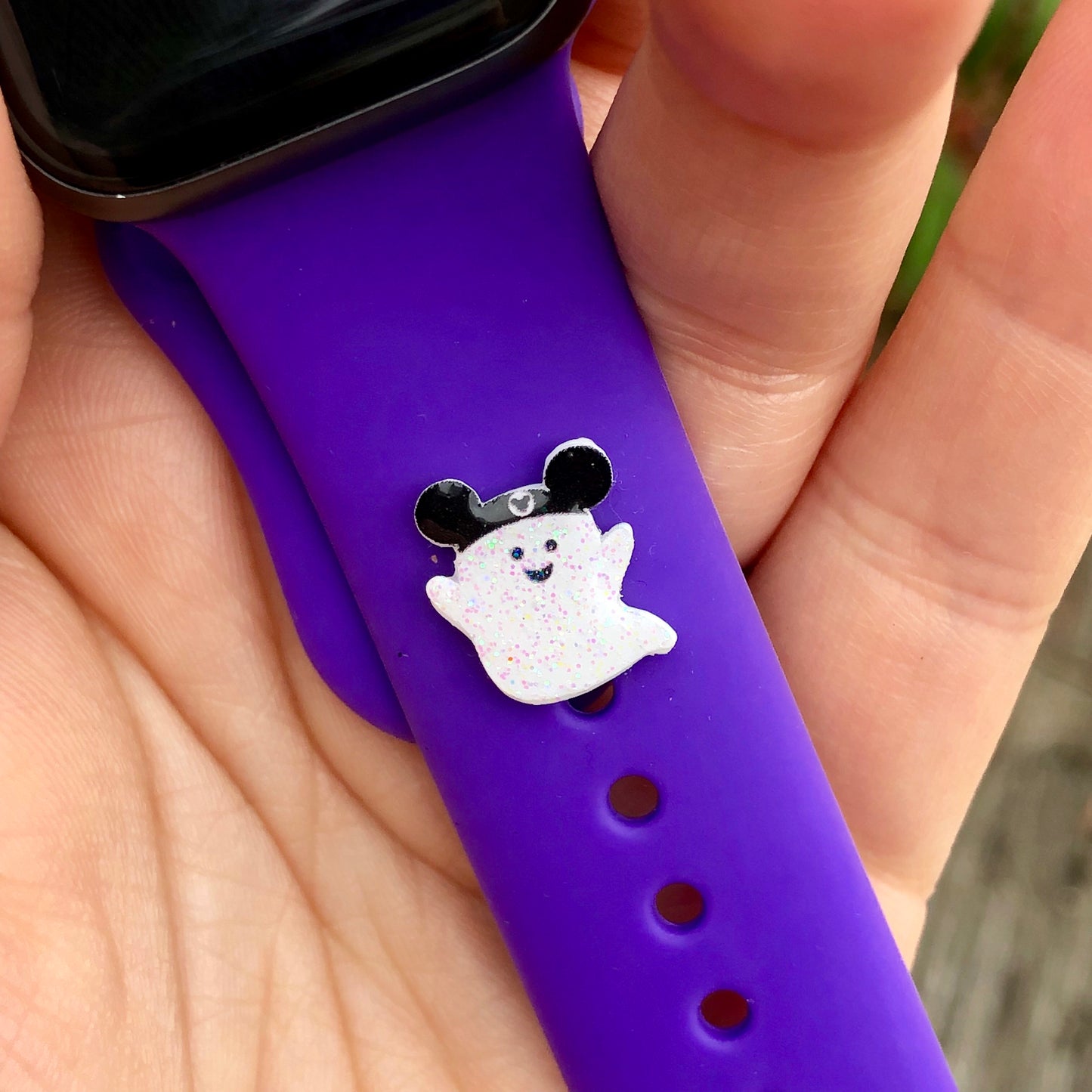 Glow glitter ghost Band Charms Simply Pop in and out!