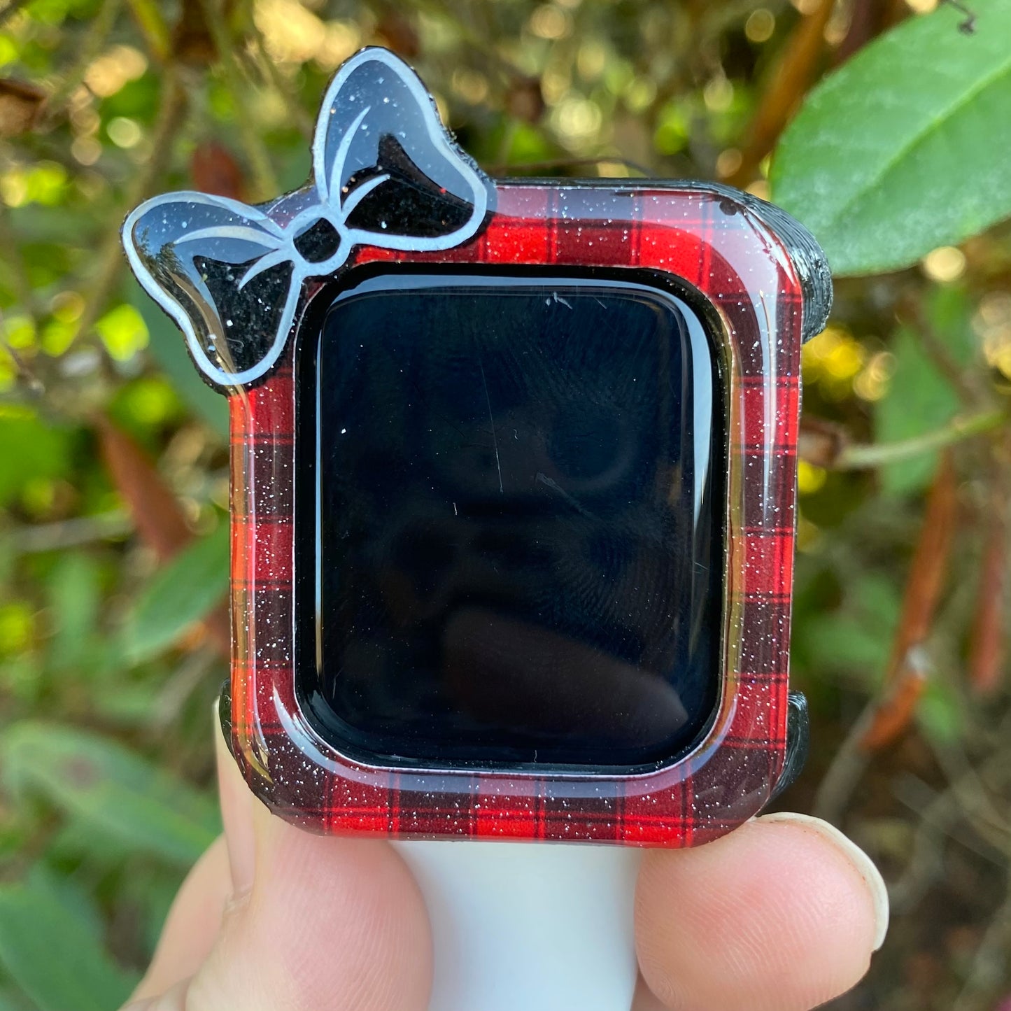 Buffalo Plaid BLACK BOW Watch Covers