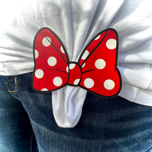 Red Polka Dot Bow Cinch Clip for shirt and tee