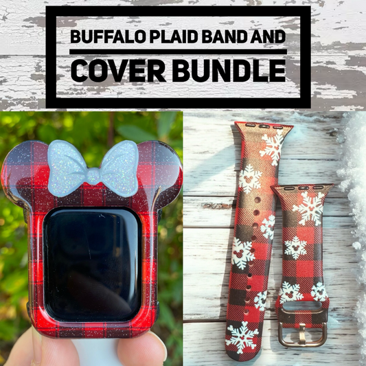 Buffalo plaid white bow Band and Cover BUNDLE for 10% less