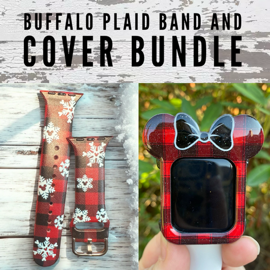 Buffalo plaid black bow Band and Cover BUNDLE for 10% less