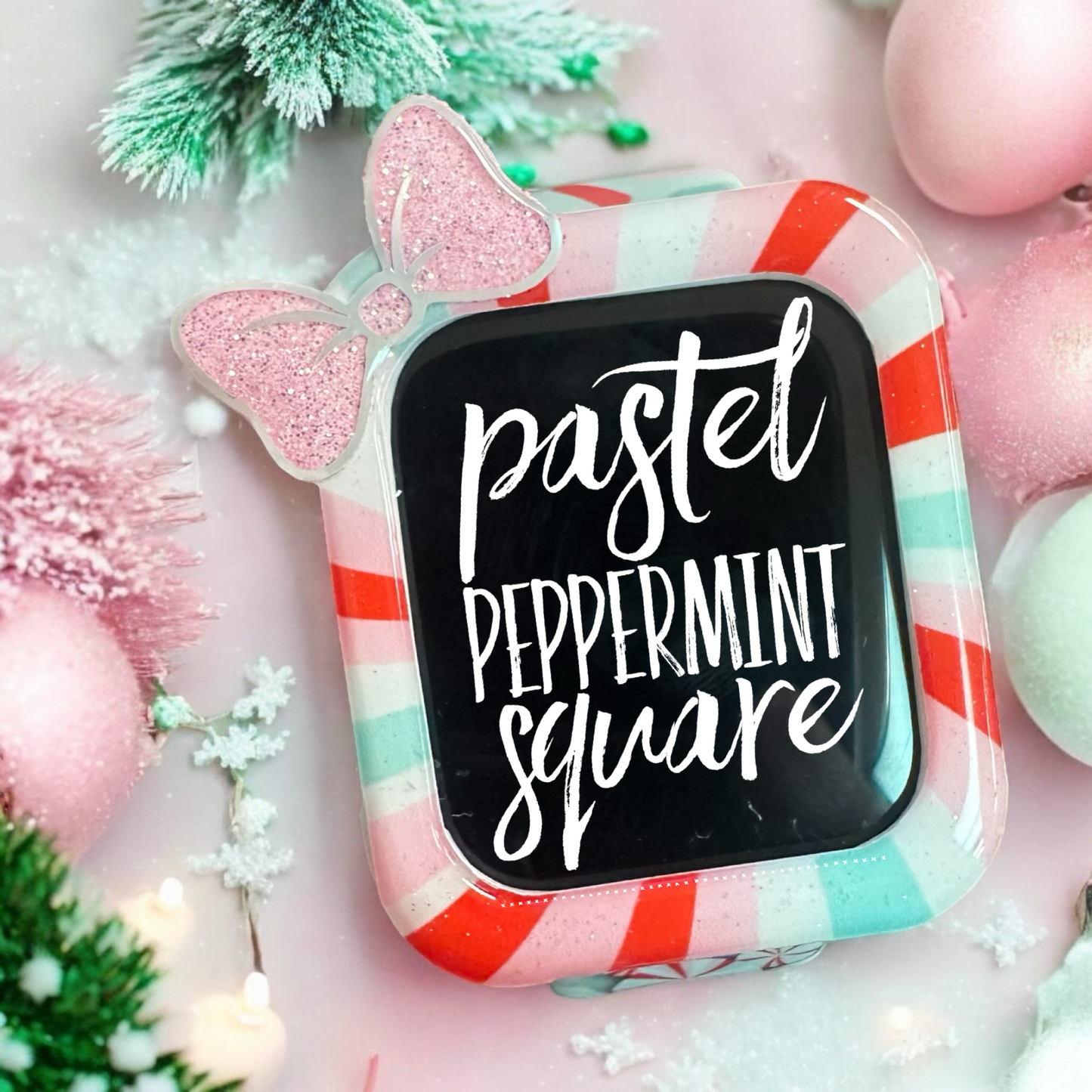 Pastel Peppermint Square Holiday Watch Cover