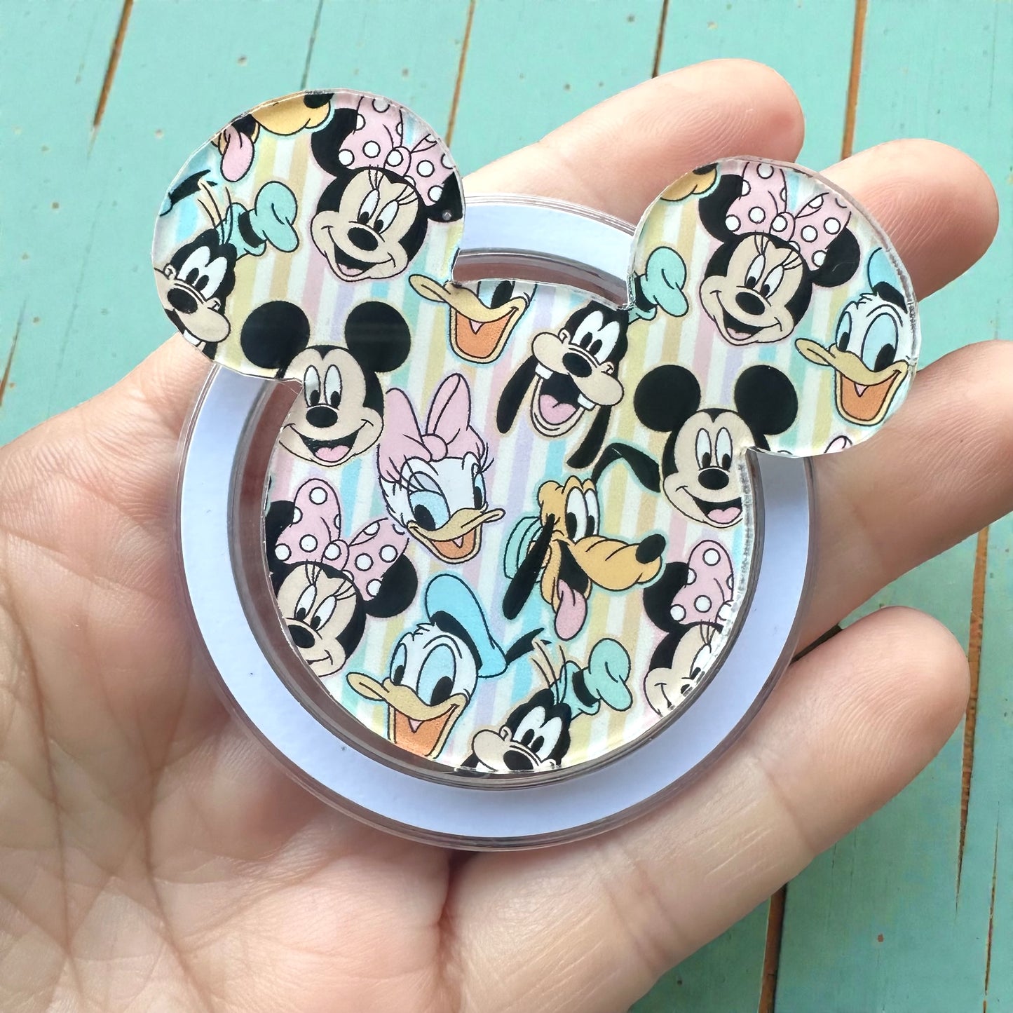 Pastel Stripe Character magnetic Phone Grip