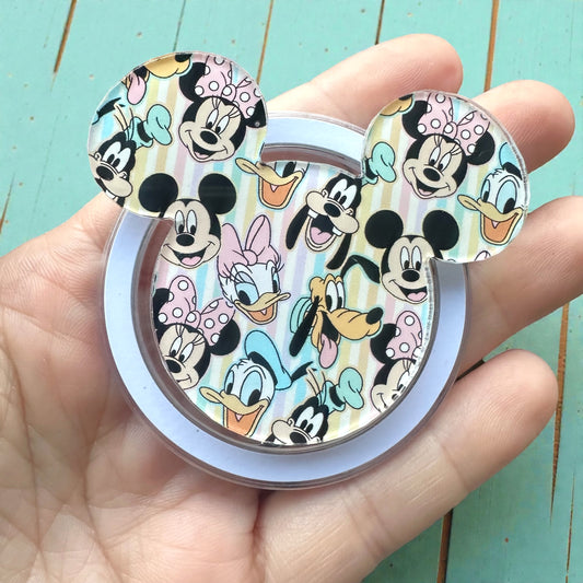 Pastel Stripe Character magnetic Phone Grip