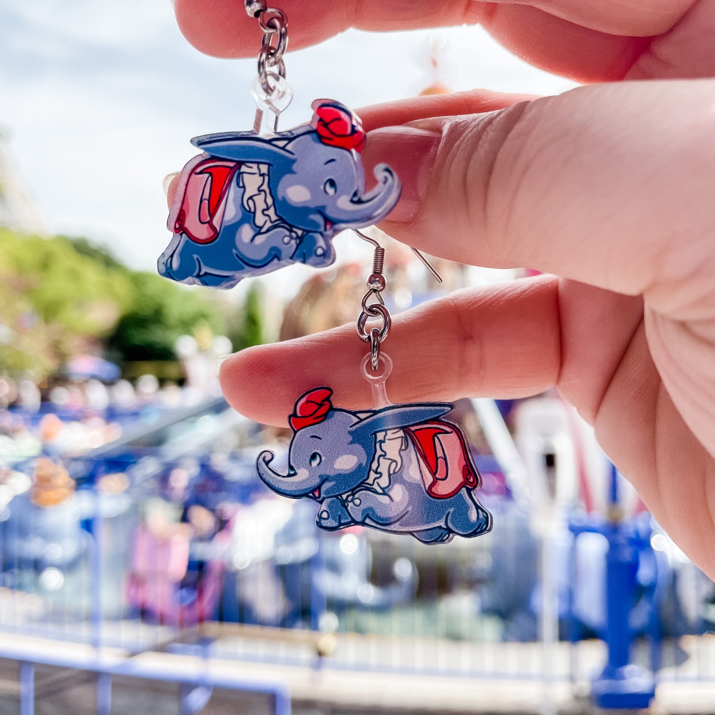 Flying Elephant earrings: double sided