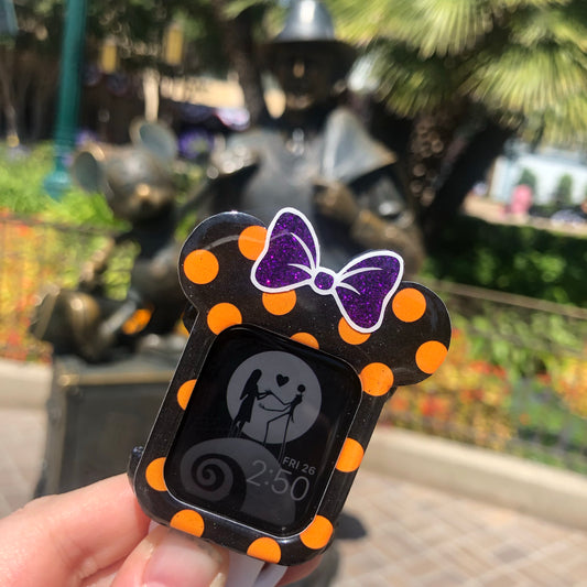 Halloween Polka Dots with glow bow outline Watch Cover
